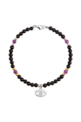 Pulsera Mujer Plata 925 Carisma Ojo / Amatista / Espinel Negro