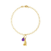 Pulsera Mujer Plata 925 Jacaranda Flor Amatista Dorado