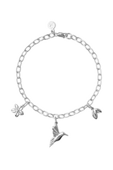 Pulsera Mujer Plata 925 Mensaje Amor Charms Colibri Hojas Flor