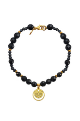 Pulsera Mujer Plata 925 Magia Luna Loto Agata Negra Dorado