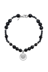Pulsera Mujer Plata 925 Magia Luna Loto Agata Negra