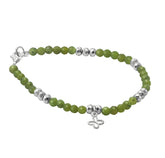 Pulsera Nefrita Con Mariposa Plata