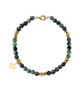 Pulsera Rubí Zoisita Con Mariposa Baño De Oro