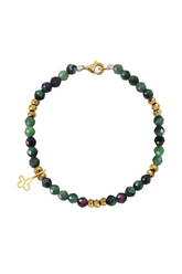 Pulsera Rubí Zoisita Con Mariposa Baño De Oro
