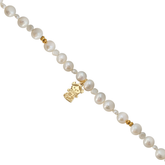 Pulsera Básica Perlas Blancas Charm Maria Baño De Oro