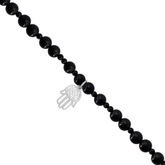 Pulsera Básica Agata Negra Charm Mano De Fátima