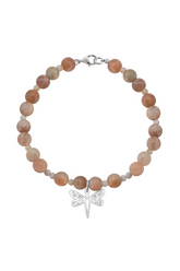 Pulsera Básica Piedra Sol Y Opalo Rosa Charm Libelula