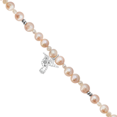 Pulsera Básica Perlas Rosas Charm Colibrí