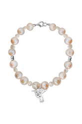Pulsera Básica Perlas Rosas Charm Colibrí