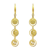 Aretes Mujer Plata 925 Magia 3 Niveles Lunas Cosmos Loto Prosperidad Dorado
