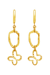 Aretes Mujer Plata 925 Liberty Eslabon Mariposa Dorado