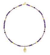 Collar Mujer Plata 925 Zen Mano Amatista Dorado