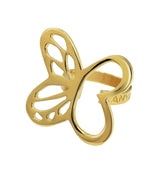 Anillo Plata 925 Mariposa Monarca Dorado Talla Grande