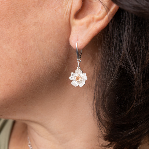 Aretes Florecer con Topacio Champange