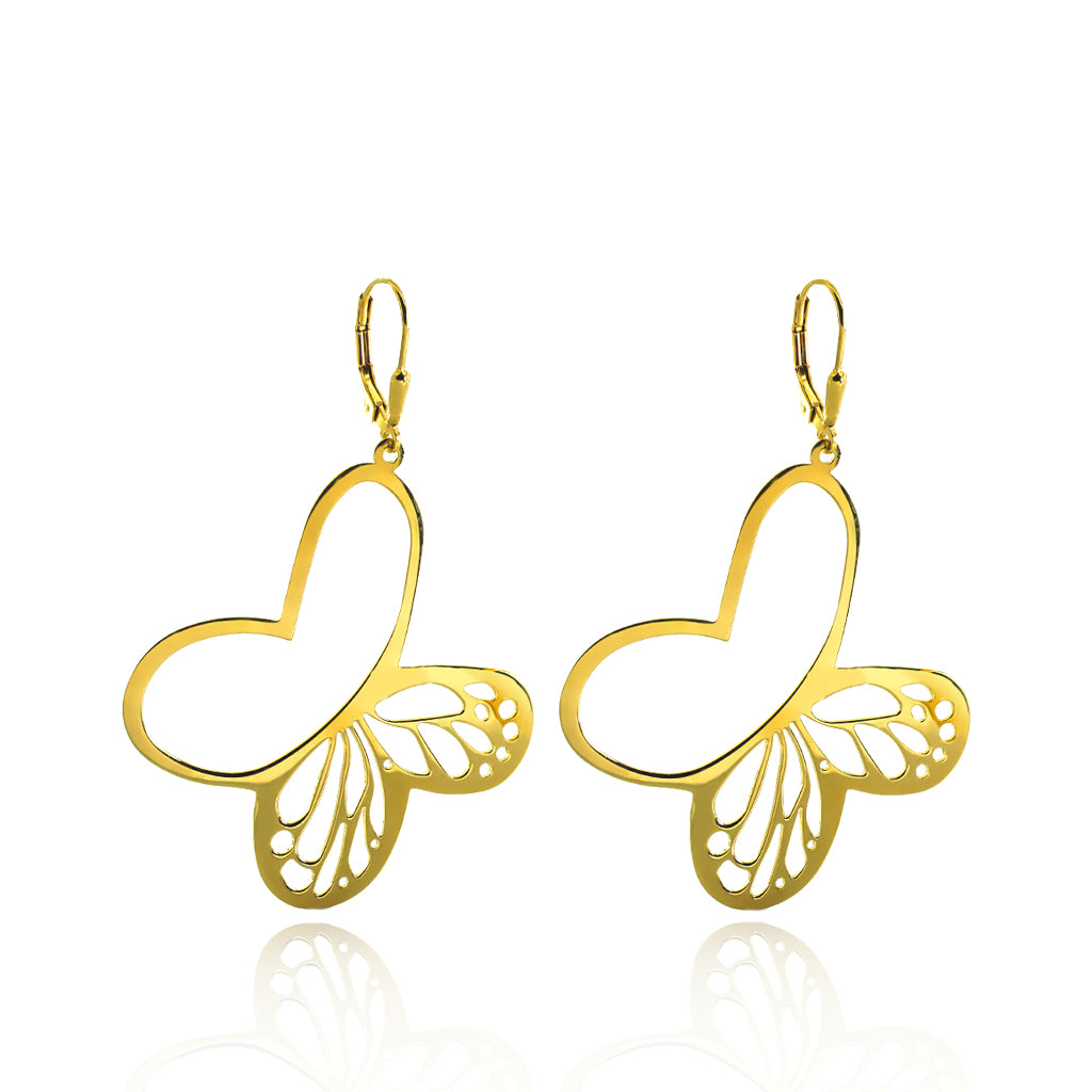 Aretes Monarca Chicos Dorados Colgantes