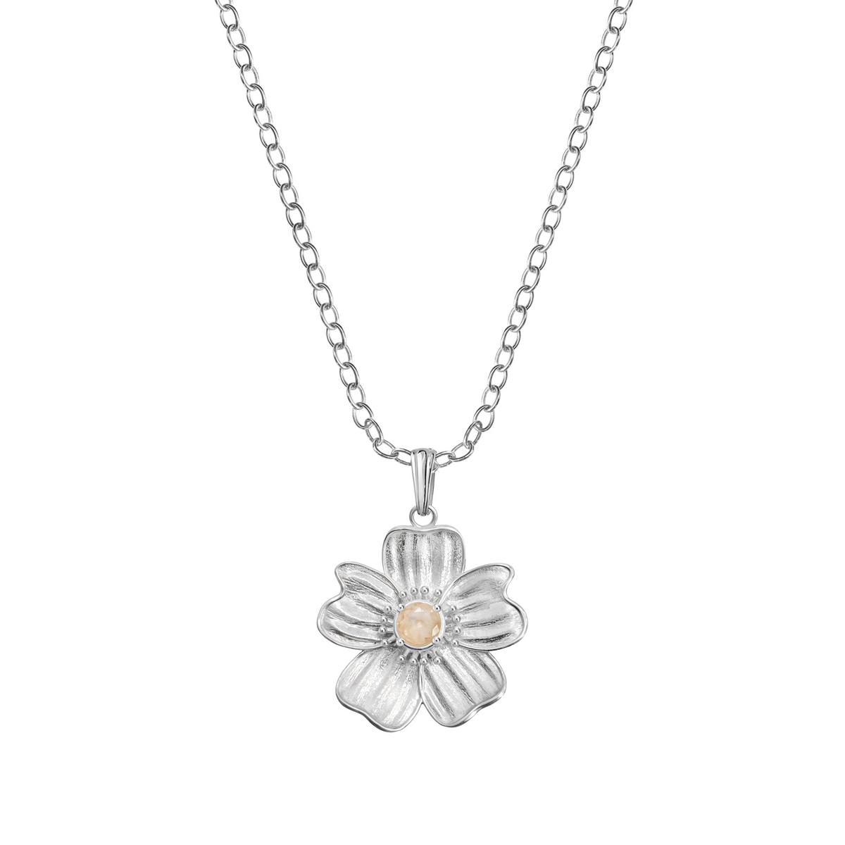Dije Flor Grande Florecer con Topacio Champange