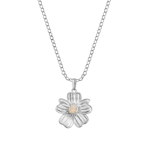 Dije Flor Grande Florecer con Topacio Champange