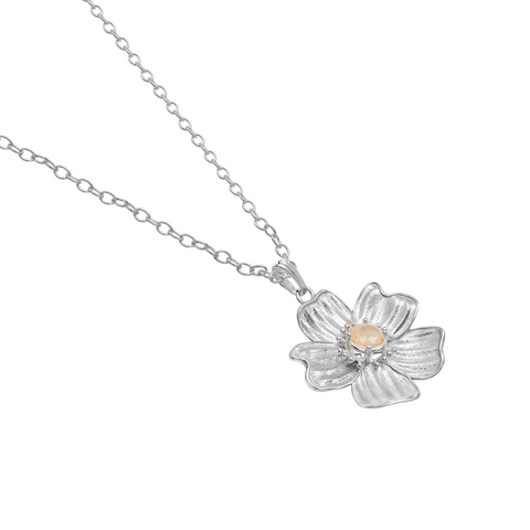Dije Flor Grande Florecer con Topacio Champange