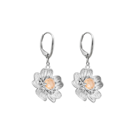 Aretes Florecer con Topacio Champange