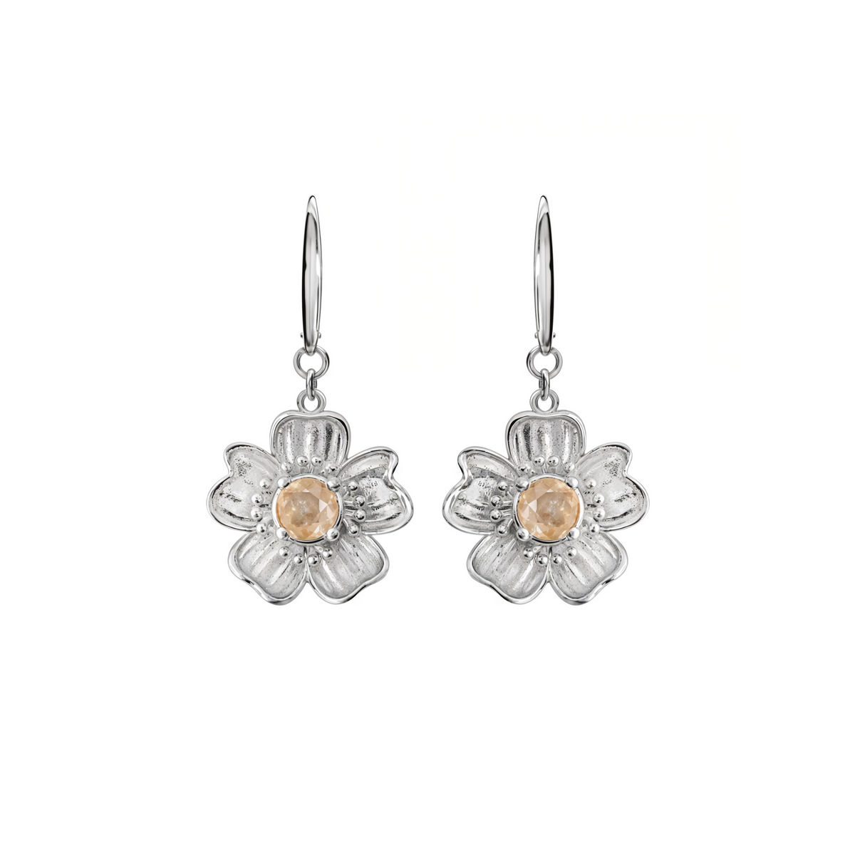 Aretes Florecer con Topacio Champange