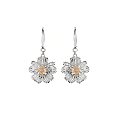 Aretes Florecer con Topacio Champange