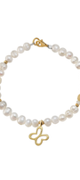 Pulsera Plata 925 De Perlas Con Mariposa Dorada - Tanya Moss