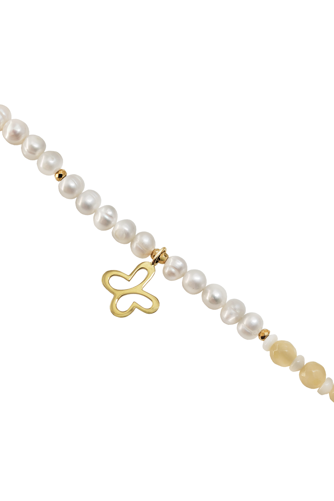 Pulsera Plata 925 De Perlas Con Mariposa Dorada - Tanya Moss
