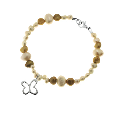 Pulsera Mujer Plata 925 Esenciales Mariposa Perlas