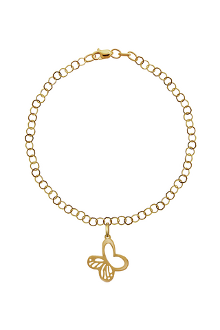 Pulsera Mujer Plata 925 Monarca Mariposa Dorada