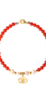 Pulsera Mujer Plata Carisma Ojo / Agata Rojo / Perla Blanca - Tanya Moss