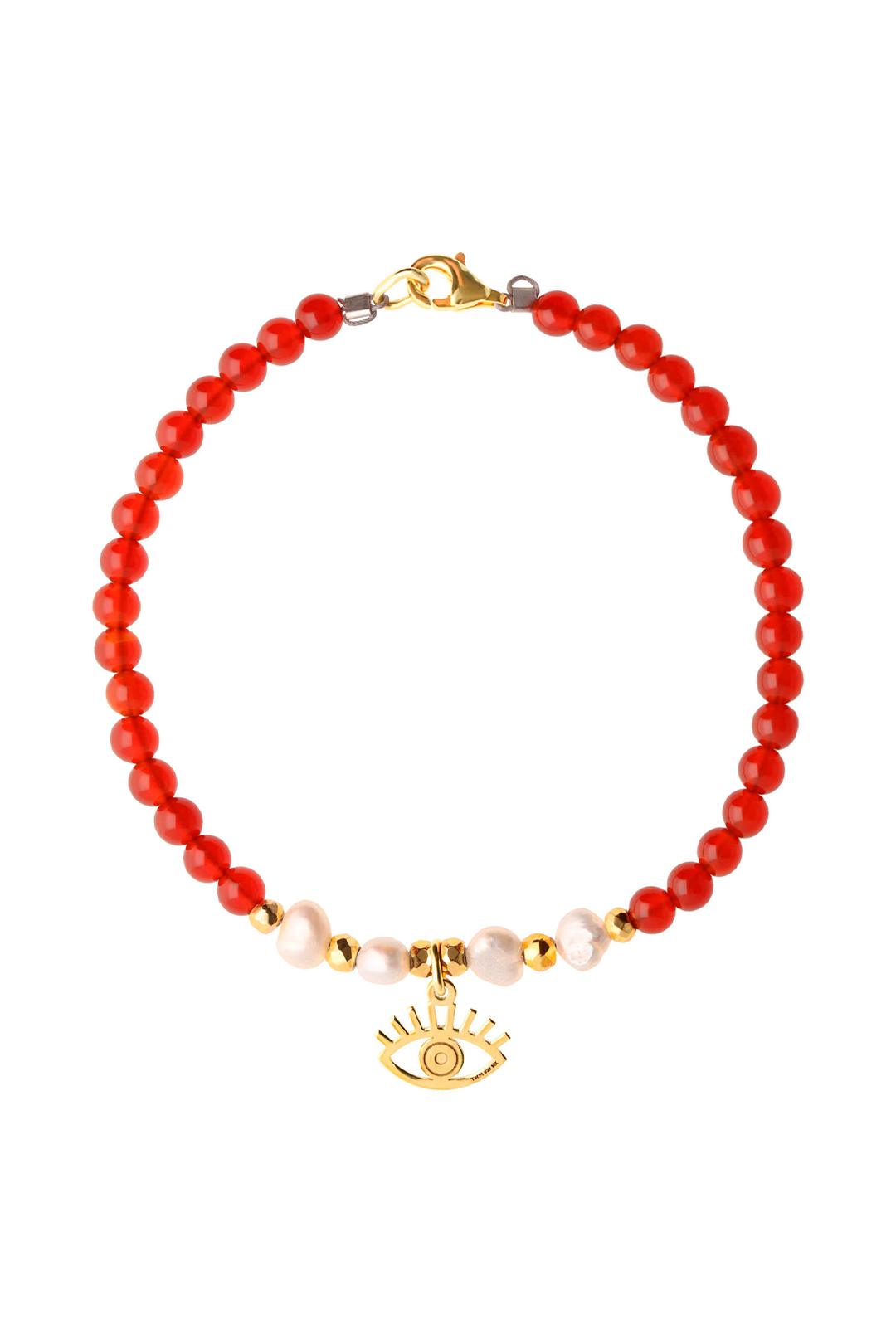 Pulsera Mujer Plata Carisma Ojo / Agata Rojo / Perla Blanca - Tanya Moss