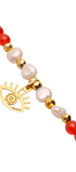 Pulsera Mujer Plata Carisma Ojo / Agata Rojo / Perla Blanca - Tanya Moss