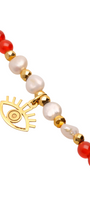 Pulsera Mujer Plata Carisma Ojo / Agata Rojo / Perla Blanca - Tanya Moss