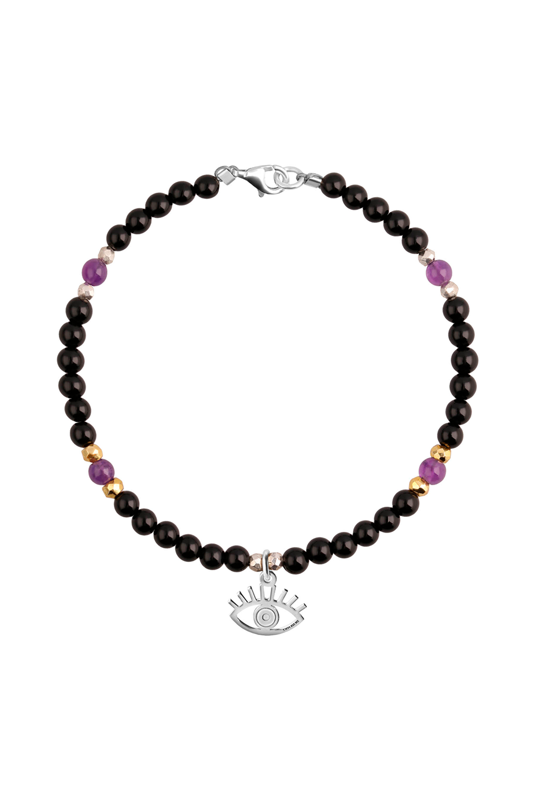 Pulsera Mujer Plata 925 Carisma Ojo / Amatista / Espinel Negro - Tanya Moss