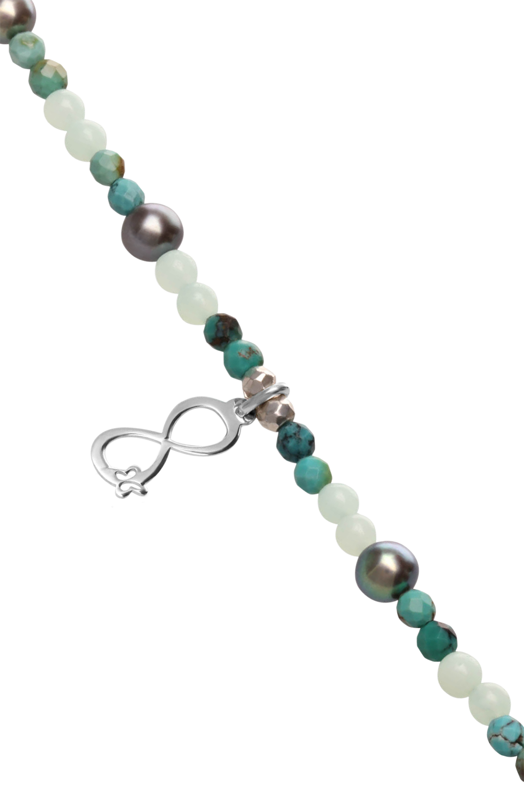 Pulsera Infinito Plata / Sodalita, Turquesa y Perla negra - Tanya Moss