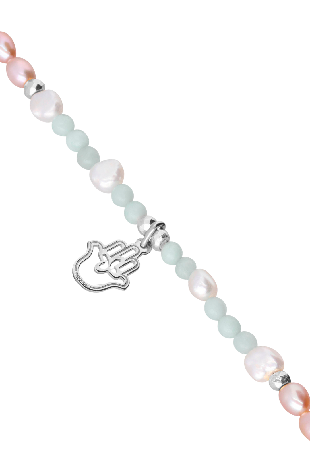 Pulsera Mujer Plata 925 Carisma Mano / Amazonita / Perla Rosa - Tanya Moss