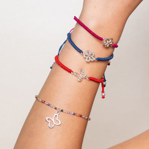 Pulsera Mujer Plata 925 Alegria Hilo Mariposa Circonia