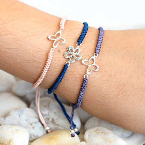Pulsera Mujer Plata 925 Alegria Mariposa Tejida Uva
