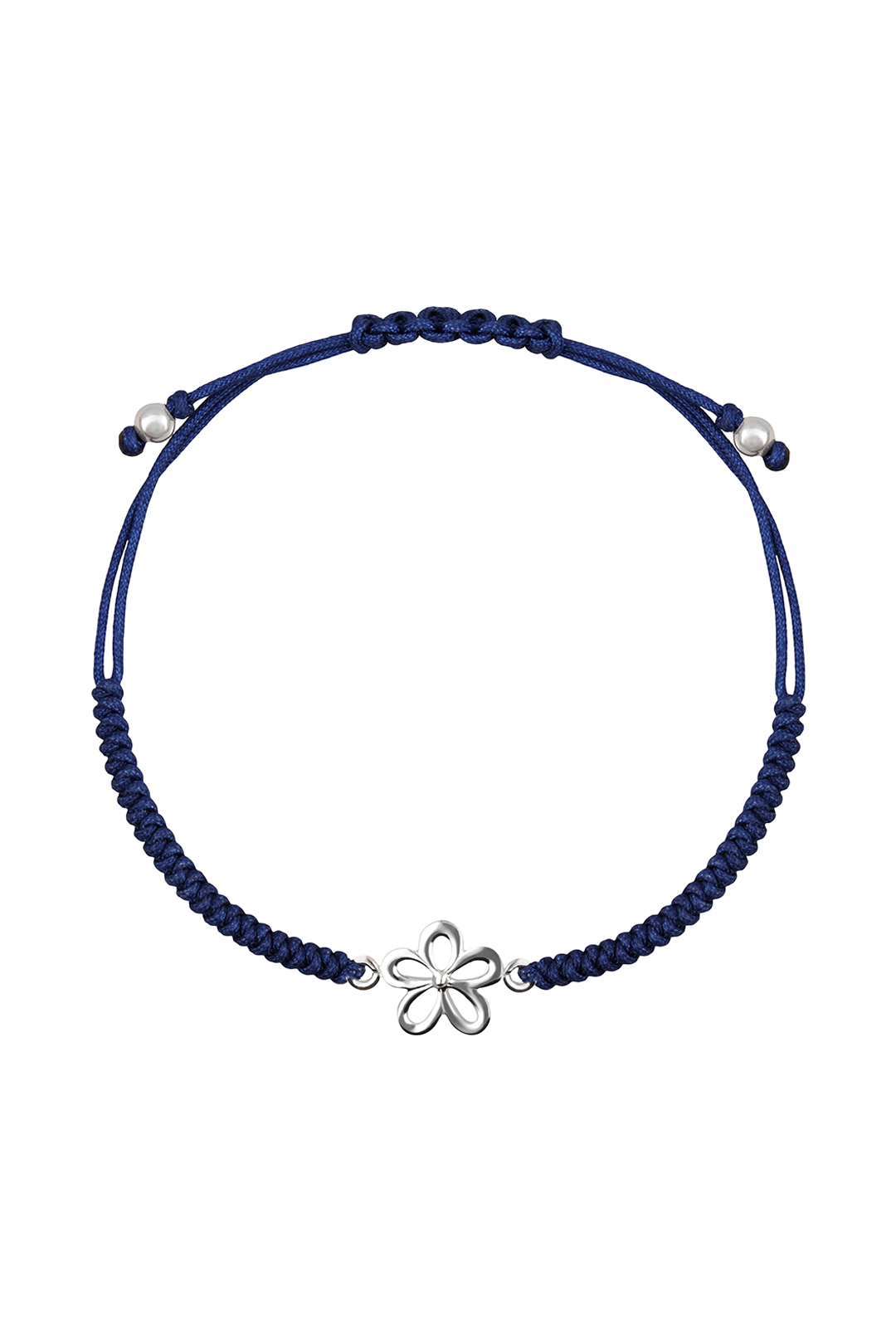 Pulsera Mujer Plata 925 Alegria Flor Tejida Azul Electrico