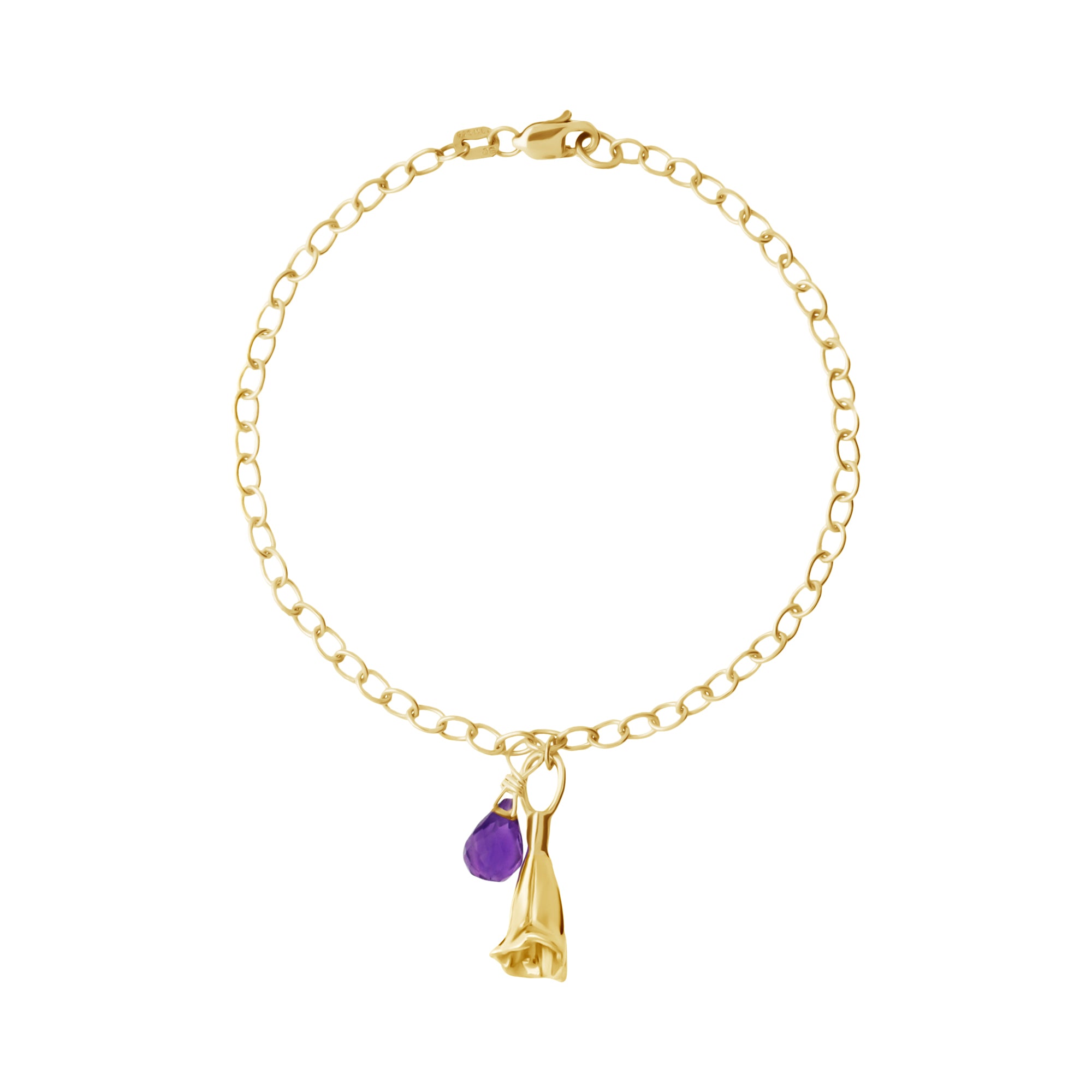 Pulsera Mujer Plata 925 Jacaranda Flor Amatista Dorado - Tanya Moss