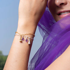 Pulsera Jacaranda Baño De Oro Con Amatista