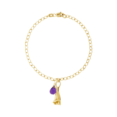 Pulsera Mujer Plata 925 Jacaranda Flor Amatista Dorado