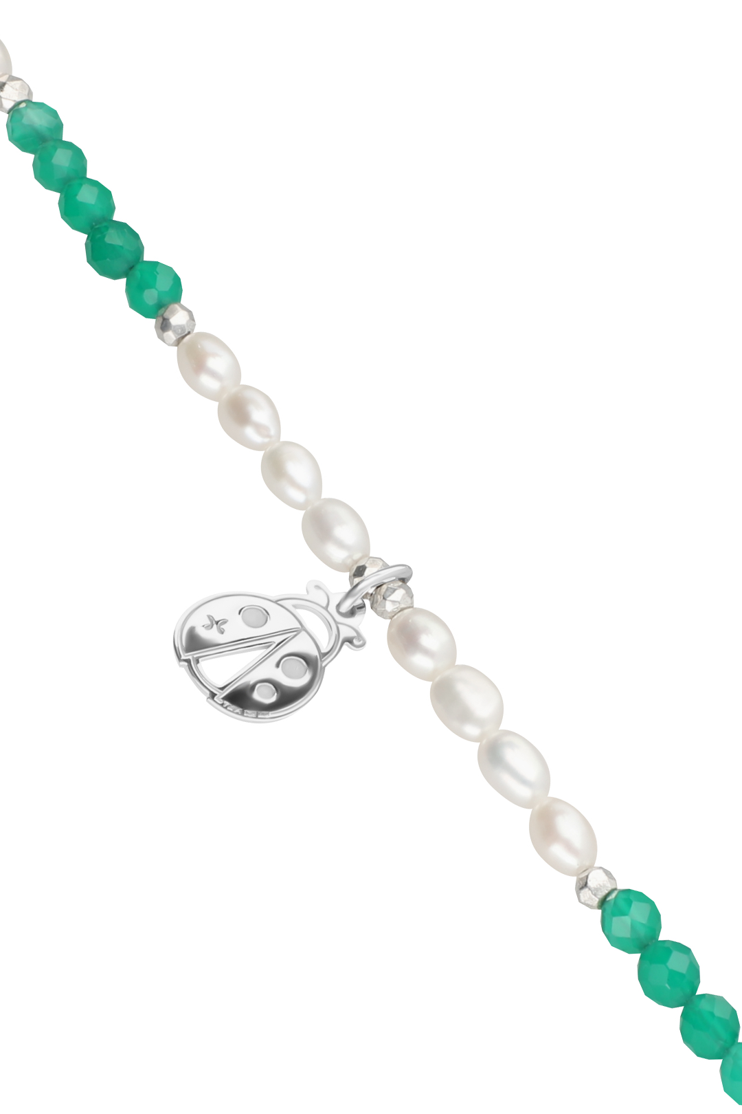 Pulsera Mujer Plata 925 Carisma Catarina Agata Verde / Perla - Tanya Moss