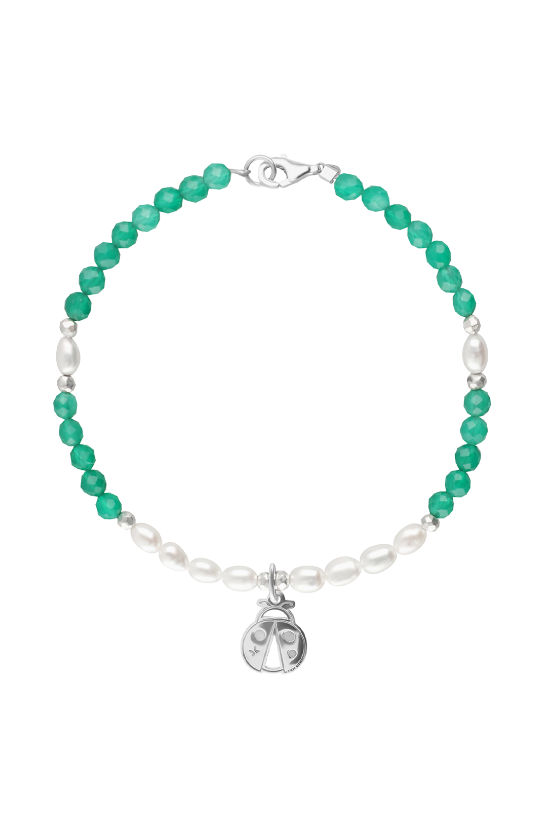 Pulsera Mujer Plata 925 Carisma Catarina Agata Verde / Perla - Tanya Moss