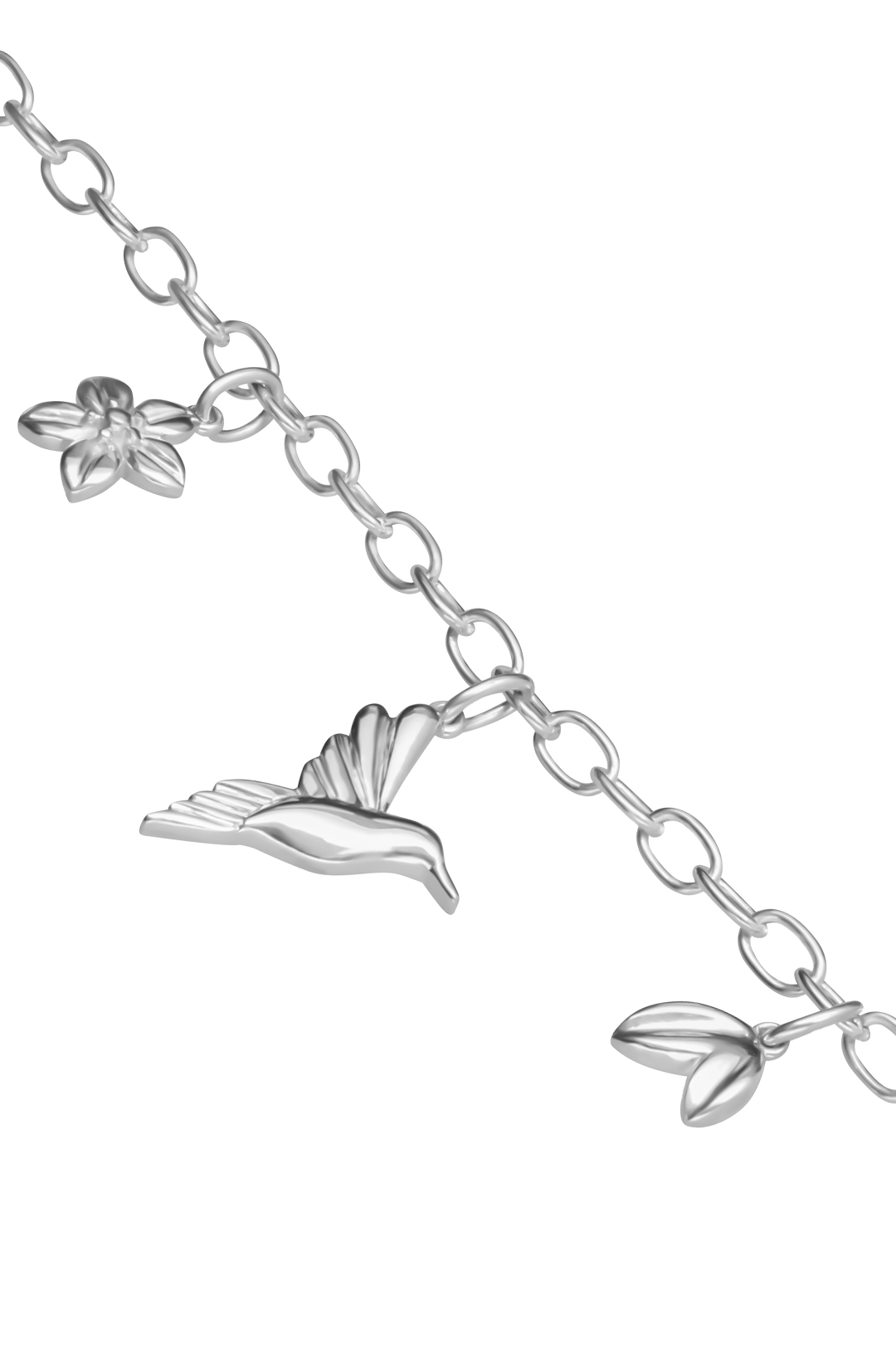 Pulsera Mujer Plata 925 Mensaje Amor Charms Colibri Hojas Flor - Tanya Moss
