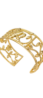 Brazalete Plata 925 Mensaje de Amor Hojas Colibri Dorado - Tanya Moss