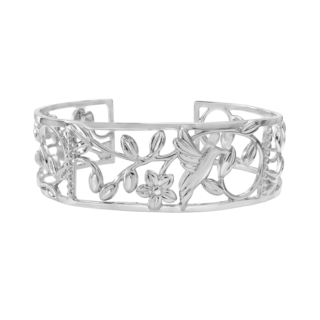 Brazalete Plata 925 Mensaje de Amor Hojas Colibri - Tanya Moss