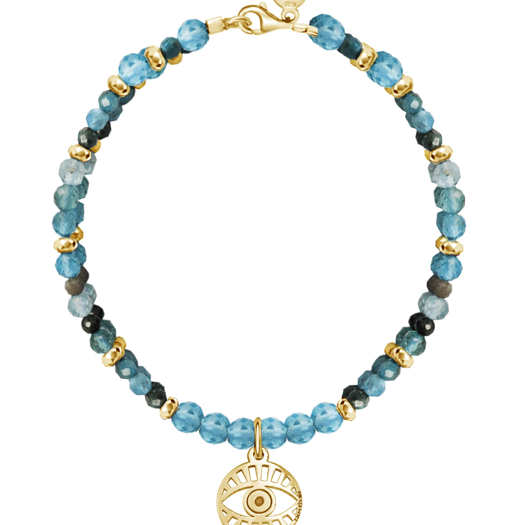 Pulsera Mujer Plata 925 Zen Ojo Apatita Dorado - Tanya Moss