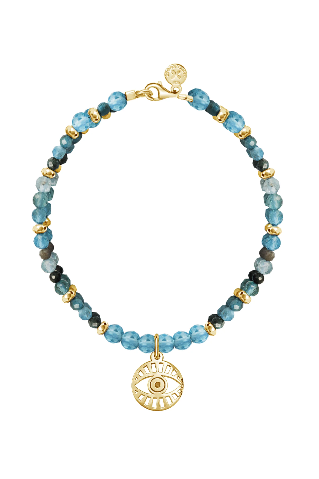 Pulsera Mujer Plata 925 Zen Ojo Apatita Dorado - Tanya Moss