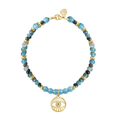 Pulsera Plata 925 Zen Ojo Con Apatita Dorado